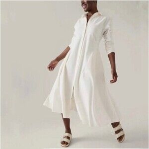 Athleta Cosmic Layer Dress XS White Cream Long Sleeve Button Down 534776